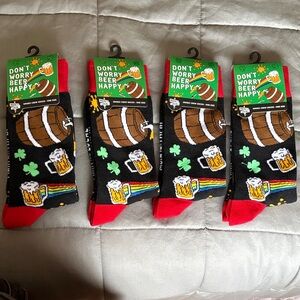 4 pairs St. Patrick’s day themed socks unisex crew sock one size. Sold as a set